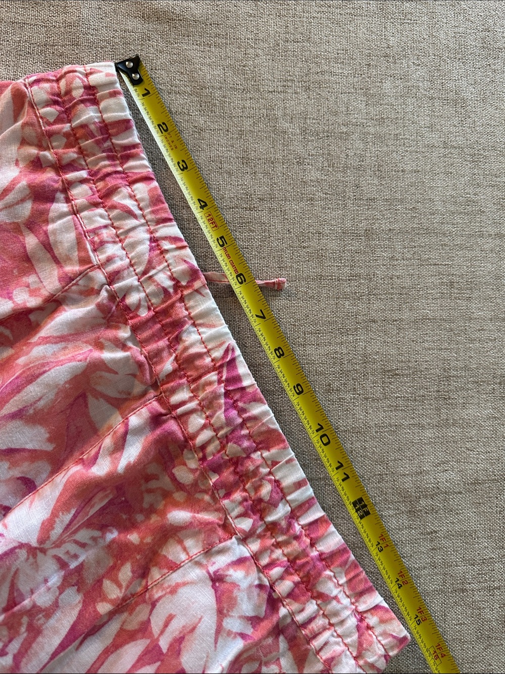 Tommy Bahama Coral Pink Tropical Drawstring Lounge Shorts, 100% Linen, S - Picture 7 of 10